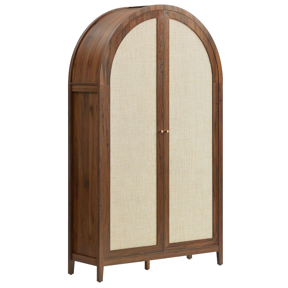 Calista 79" Tall Wide Rattan Arched Storage Cabinet. Picture 1