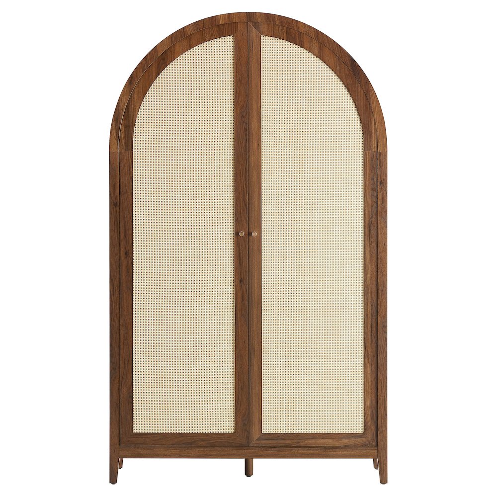 Calista 79" Tall Wide Rattan Arched Storage Cabinet. Picture 5