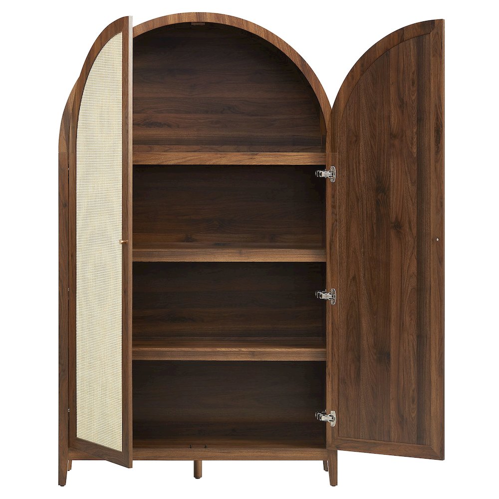 Calista 79" Tall Wide Rattan Arched Storage Cabinet. Picture 6