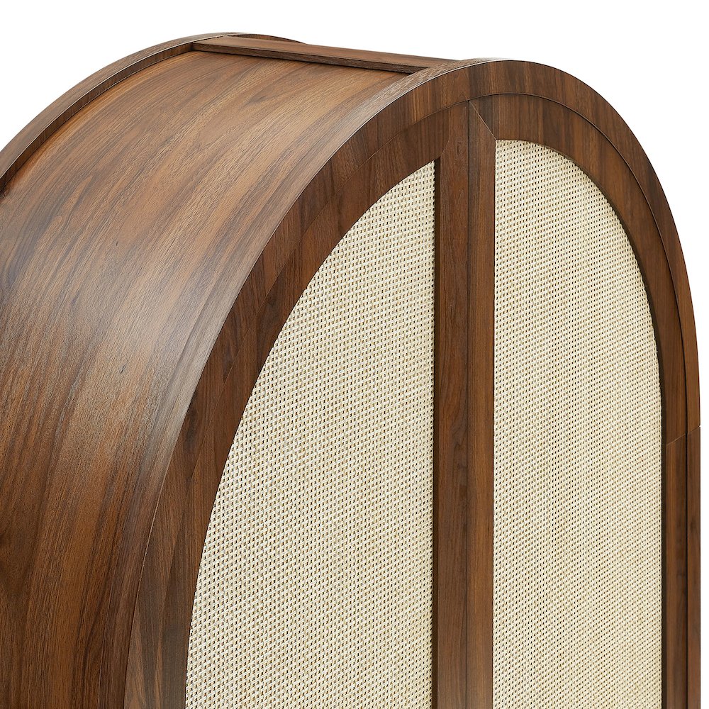 Calista 79" Tall Wide Rattan Arched Storage Cabinet. Picture 7