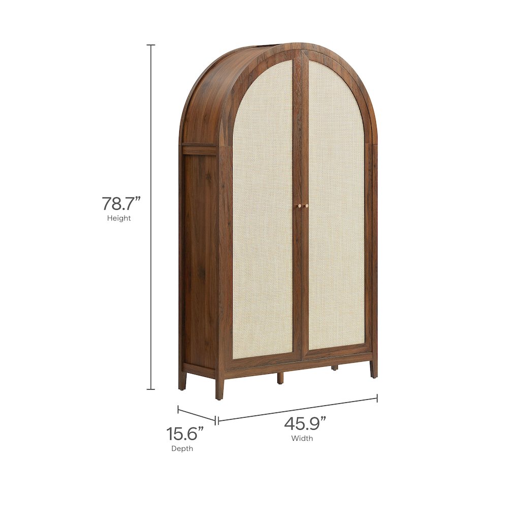 Calista 79" Tall Wide Rattan Arched Storage Cabinet. Picture 3