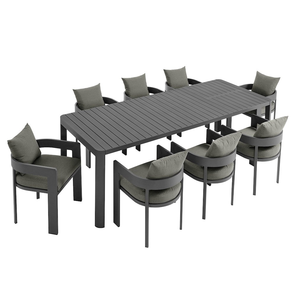 Tahoe 9-Piece Outdoor Patio Aluminum Dining Set With Extendable Table. Picture 5