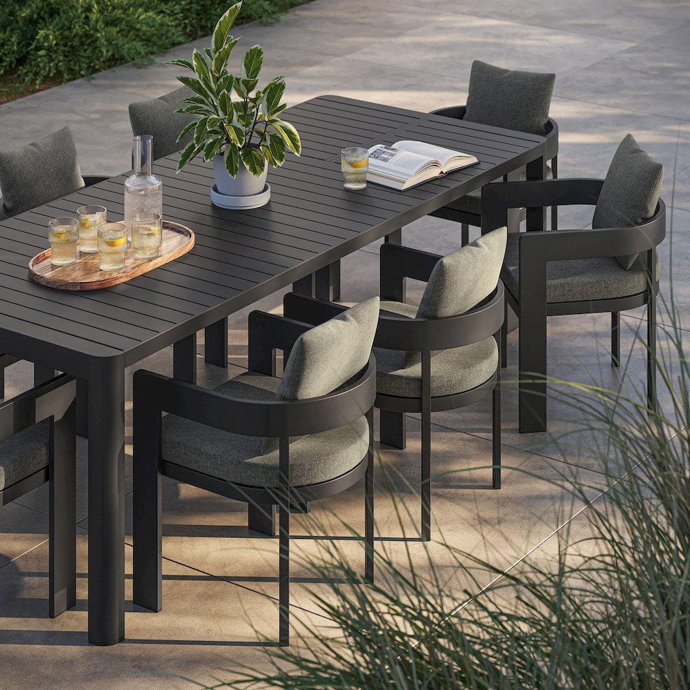 Tahoe 9-Piece Outdoor Patio Aluminum Dining Set With Extendable Table. Picture 7