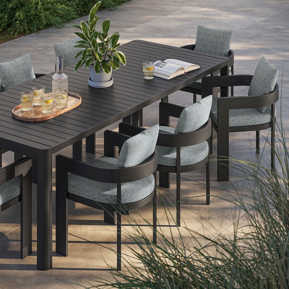 Tahoe 9-Piece Outdoor Patio Aluminum Dining Set With Extendable Table. Picture 7