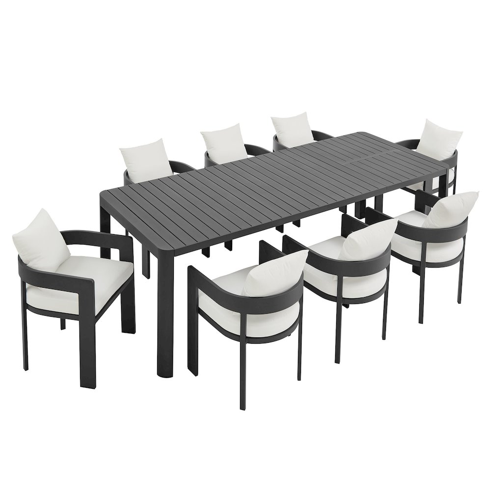 Tahoe 9-Piece Outdoor Patio Aluminum Dining Set With Extendable Table. Picture 5