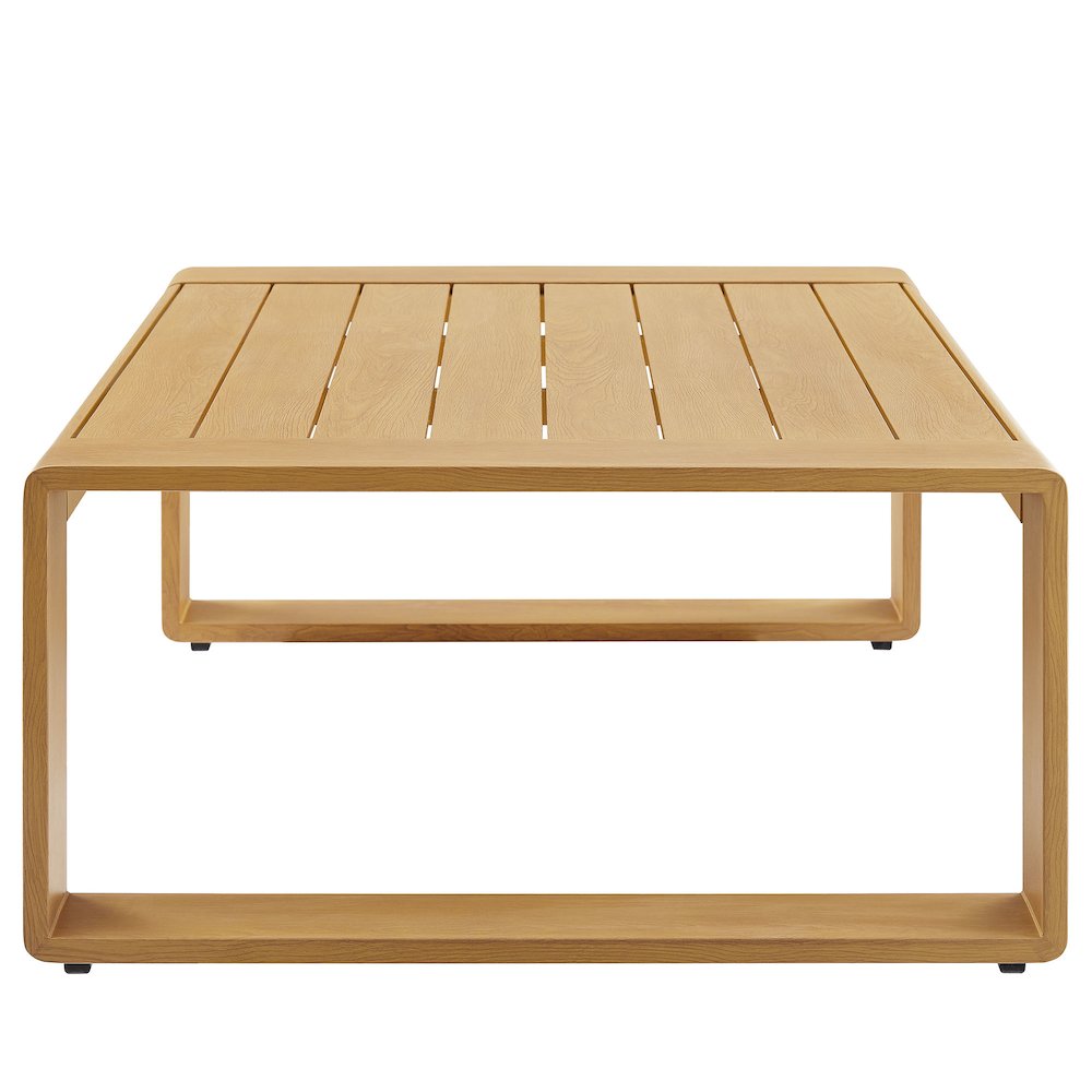 Lirienne Outdoor Patio Aluminum Faux Wood Coffee Table. Picture 4