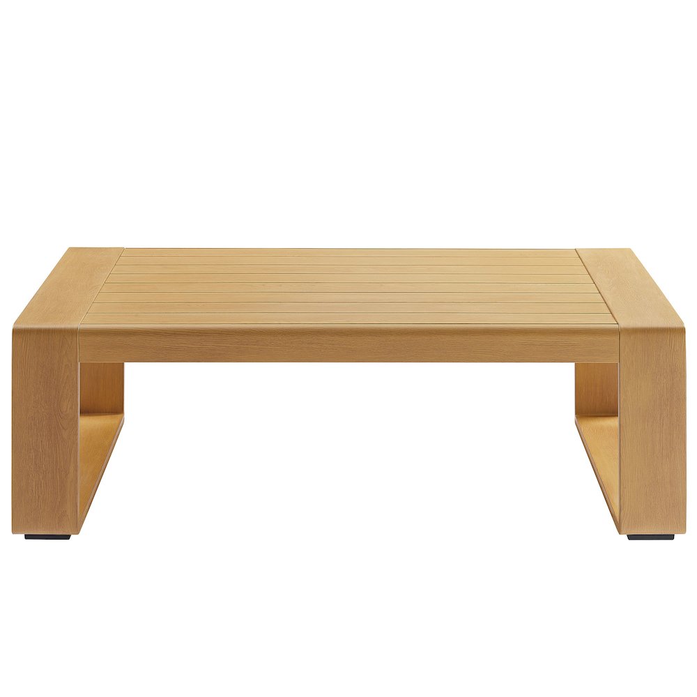 Lirienne Outdoor Patio Aluminum Faux Wood Coffee Table. Picture 5
