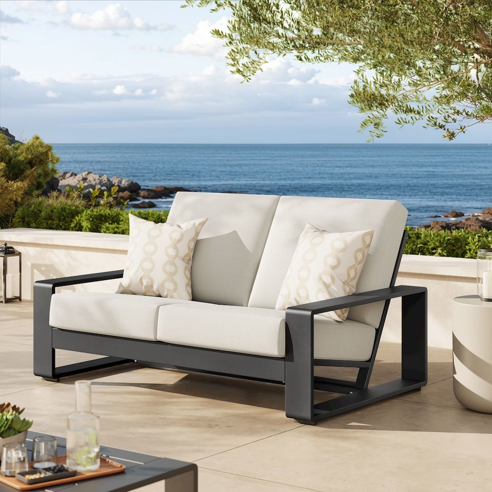 Lirienne Outdoor Patio Aluminum Loveseat. Picture 8
