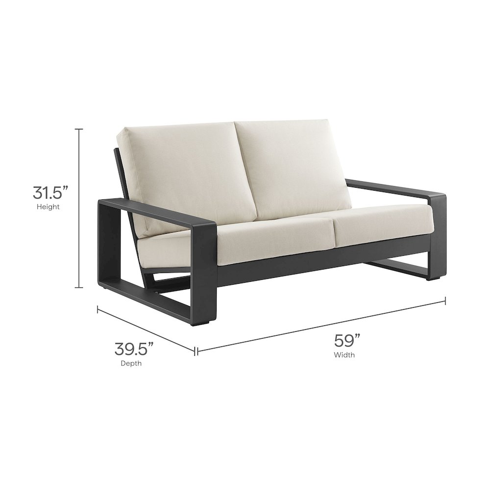 Lirienne Outdoor Patio Aluminum Loveseat. Picture 3