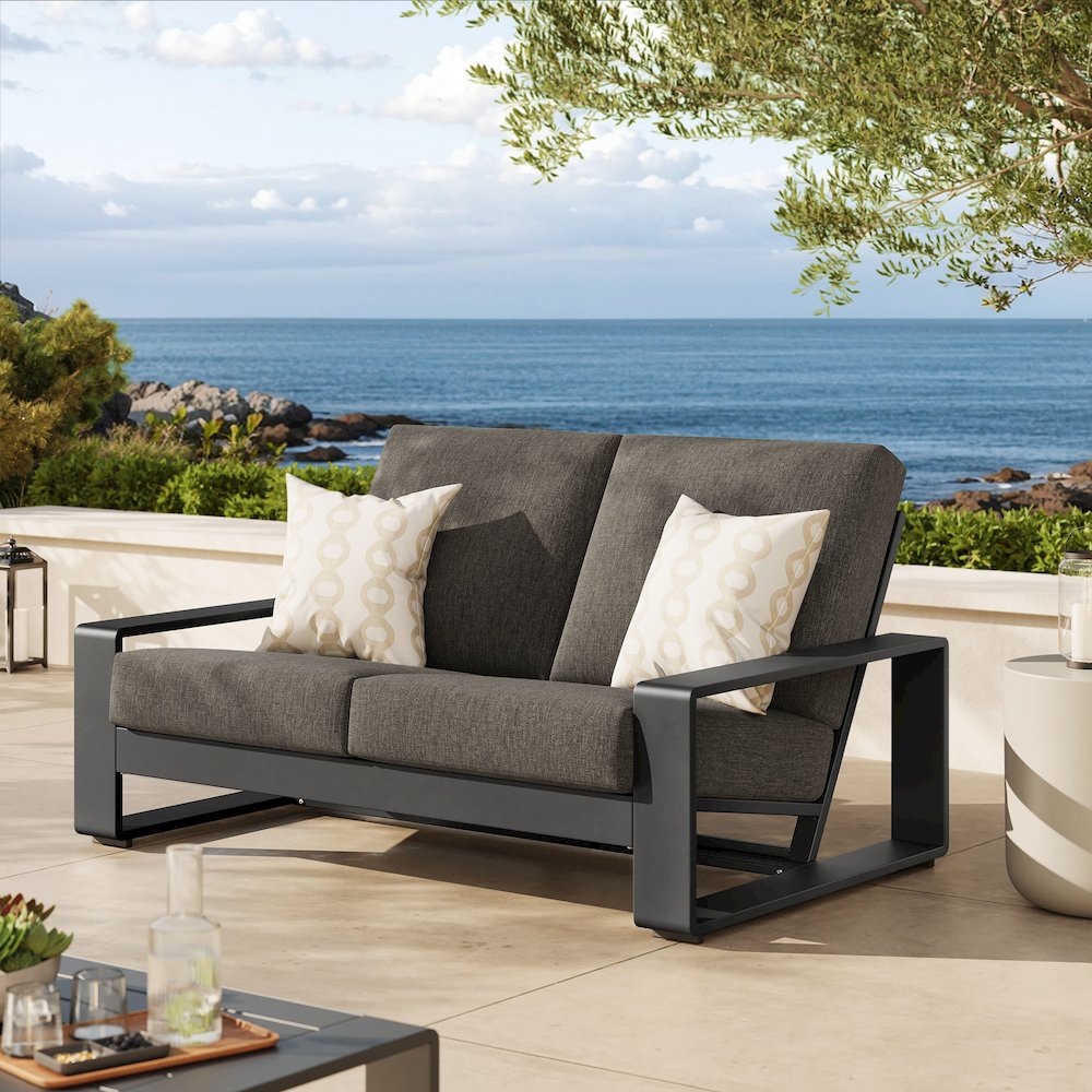 Lirienne Outdoor Patio Aluminum Loveseat. Picture 8