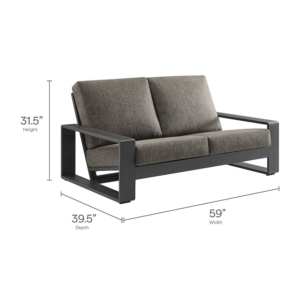 Lirienne Outdoor Patio Aluminum Loveseat. Picture 3