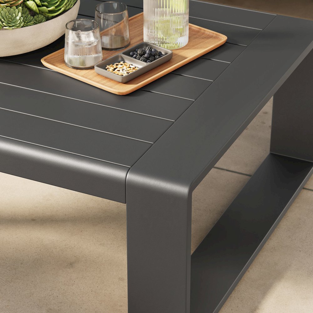 Lirienne Outdoor Patio Aluminum Coffee Table. Picture 9