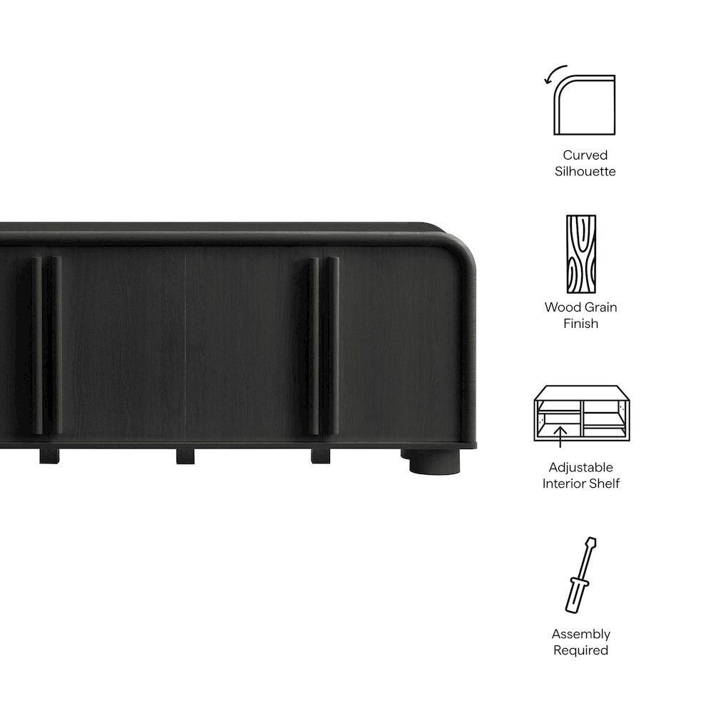 Bellamy Curved 4-Door Sideboard Cabinet. Picture 2