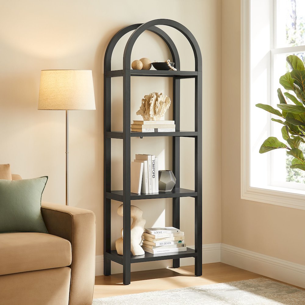 Vexley 72 Inch Tall Narrow Arched Bookshelf. Picture 8