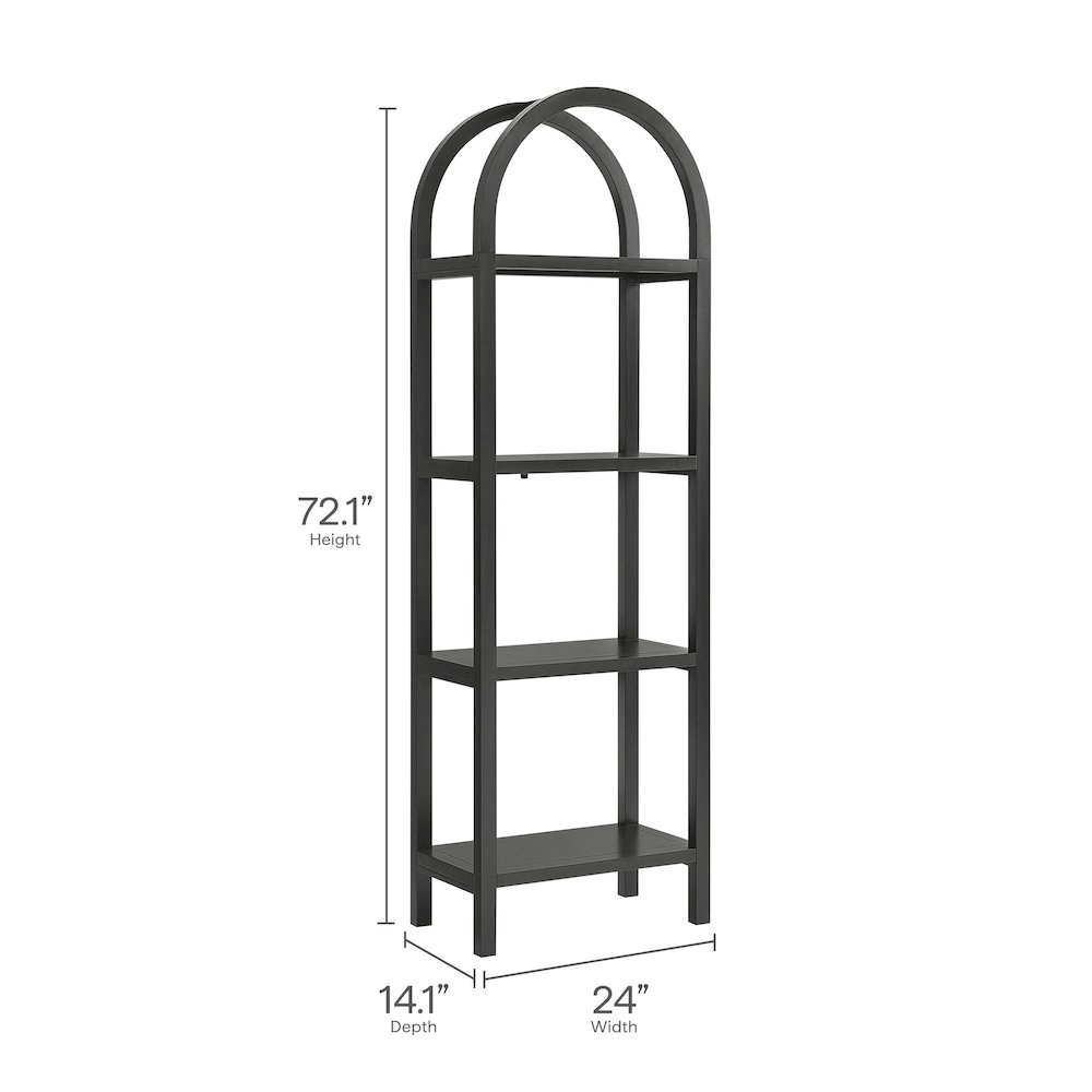 Vexley 72 Inch Tall Narrow Arched Bookshelf. Picture 3