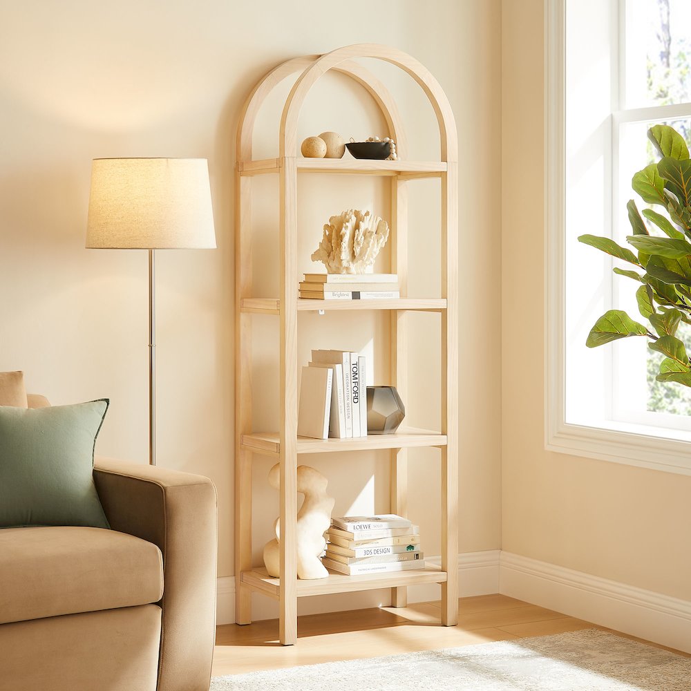 Vexley 72 Inch Tall Narrow Arched Bookshelf. Picture 8