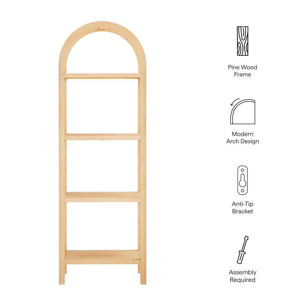 Vexley 72 Inch Tall Narrow Arched Bookshelf. Picture 2
