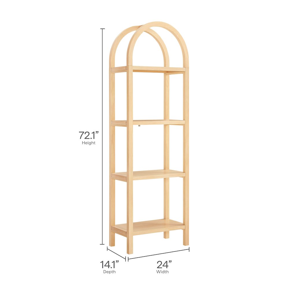 Vexley 72 Inch Tall Narrow Arched Bookshelf. Picture 3