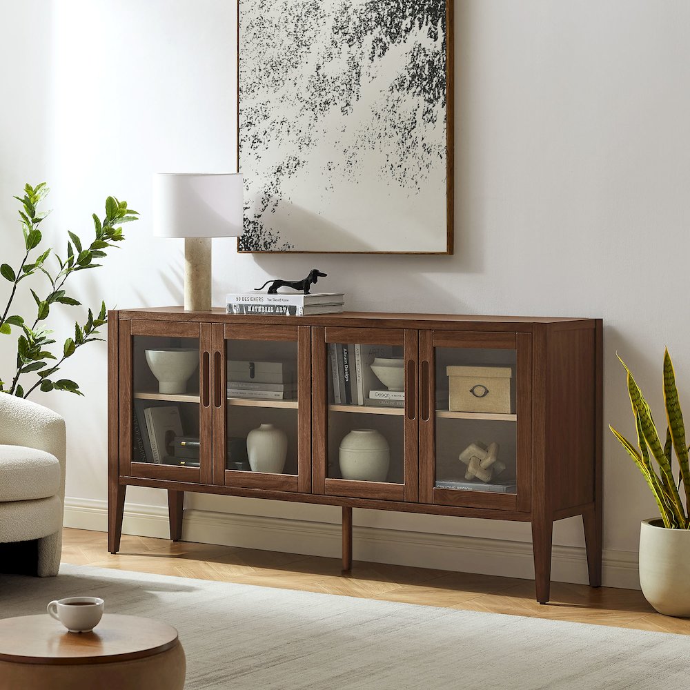 Nell 72" Glass Door Sideboard Storage Display Cabinet. Picture 8