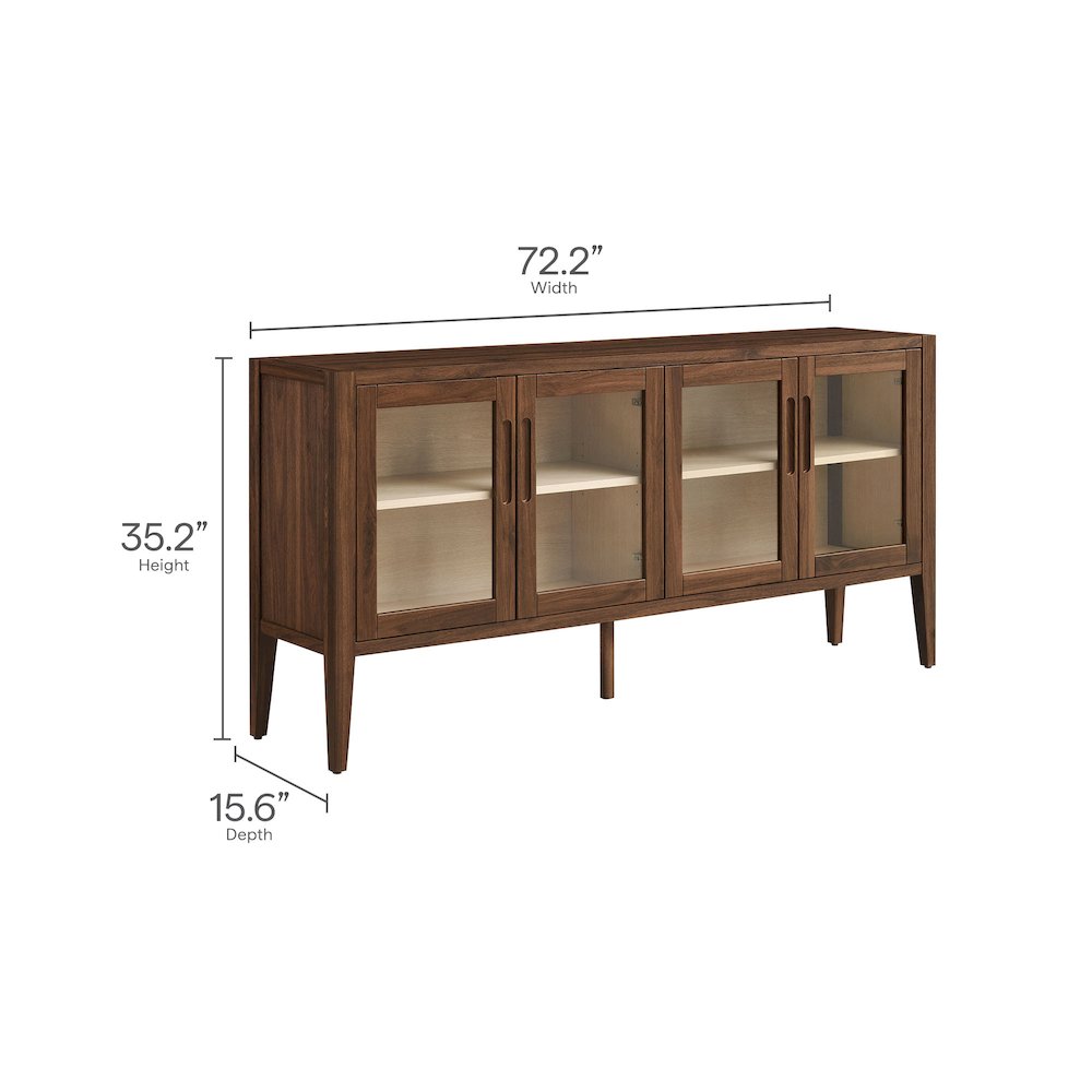 Nell 72" Glass Door Sideboard Storage Display Cabinet. Picture 2