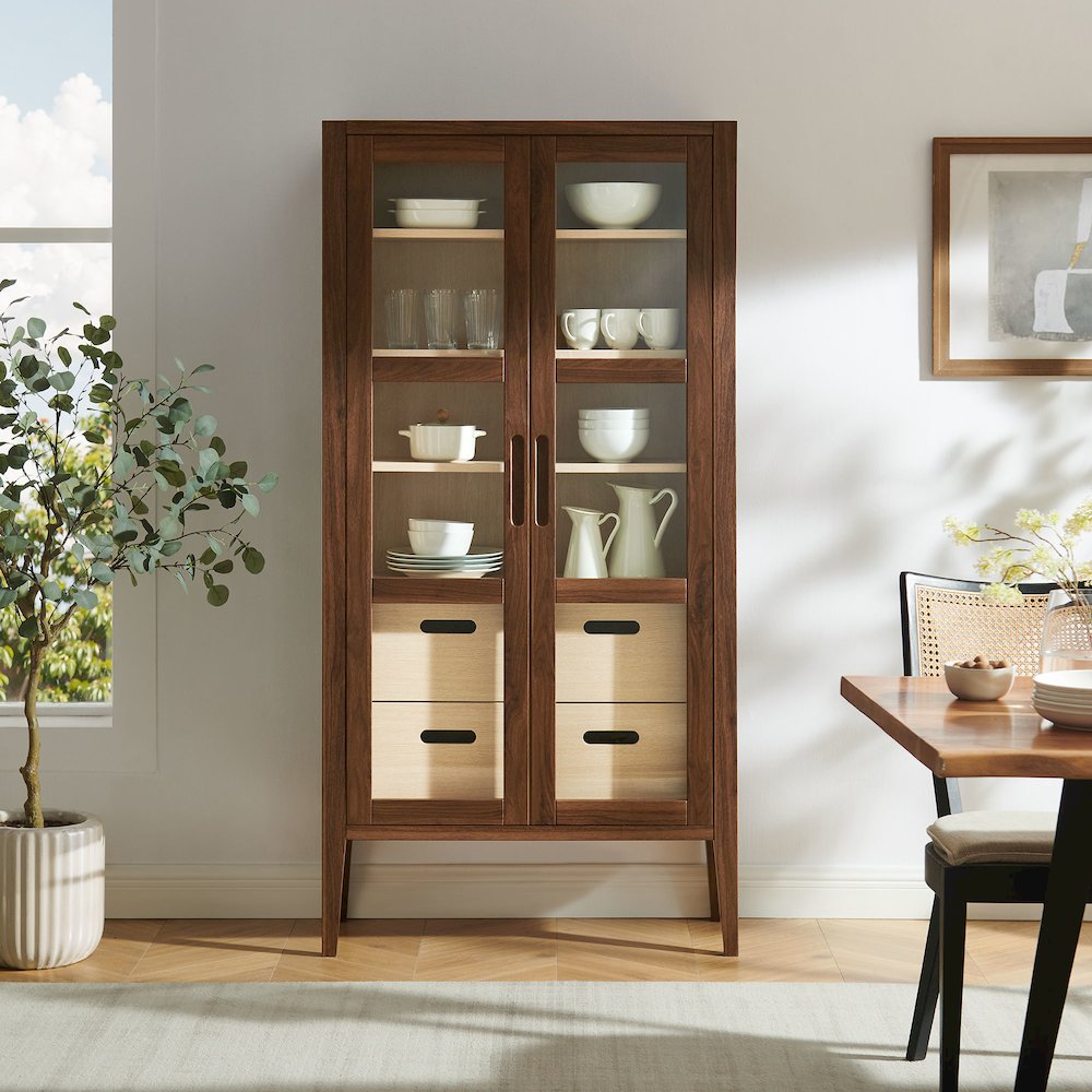 Nell 71" Glass Door Tall Display Storage Cabinet. Picture 9