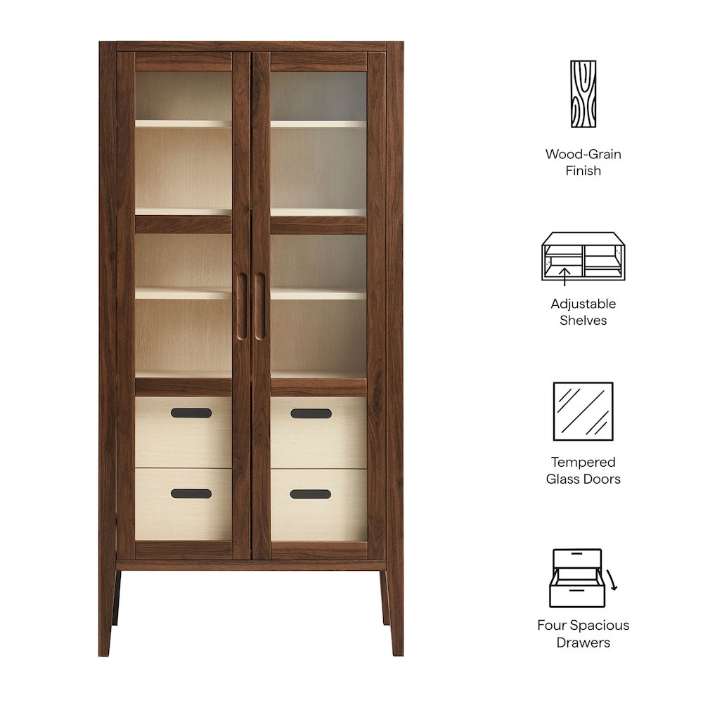 Nell 71" Glass Door Tall Display Storage Cabinet. Picture 3