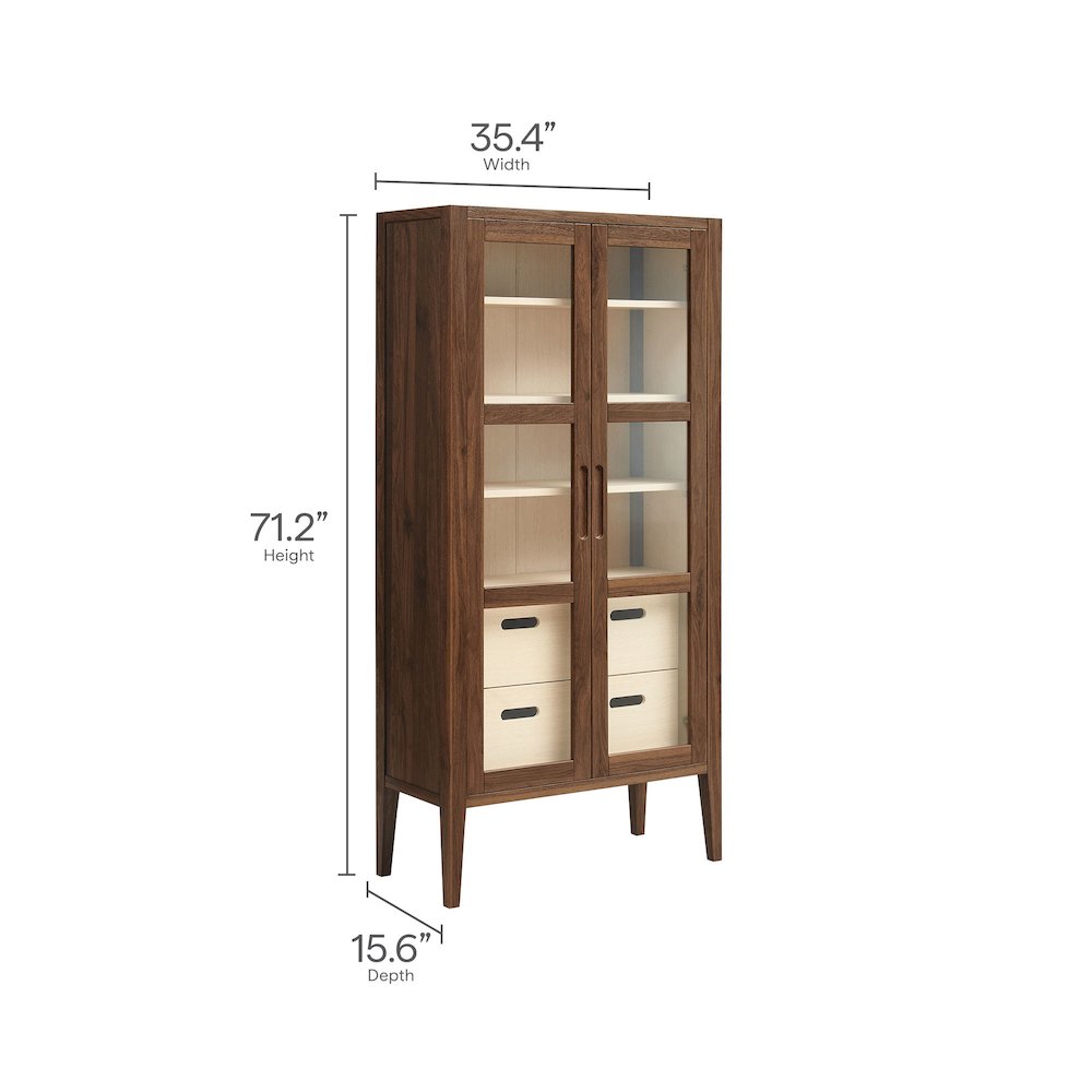 Nell 71" Glass Door Tall Display Storage Cabinet. Picture 2