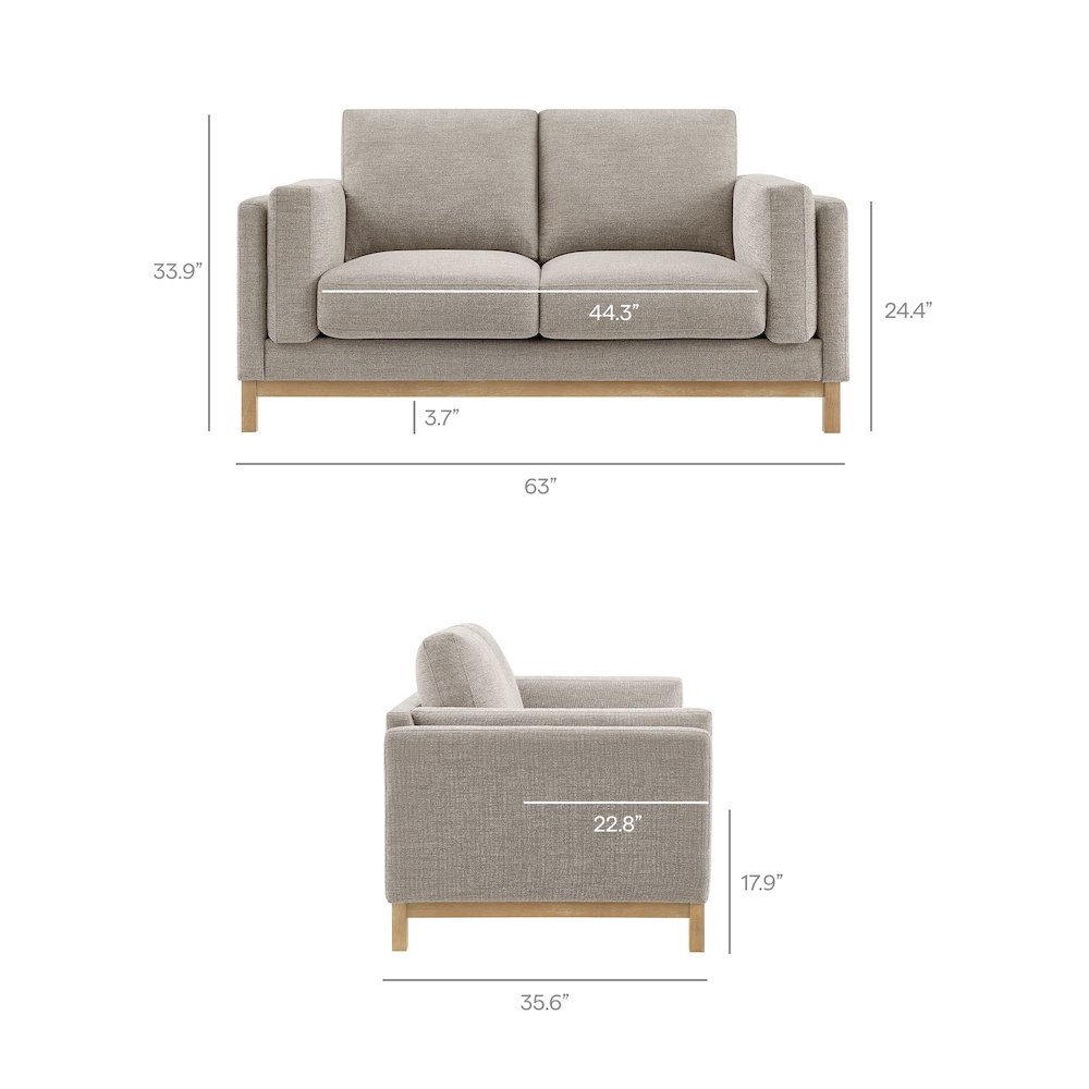 Roscoe 63 inch Fabric Loveseat. Picture 3