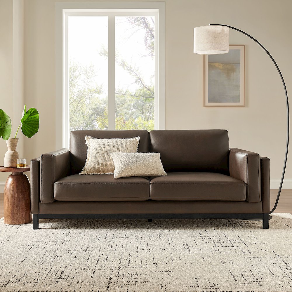 Roscoe 81 inch Vegan Leather Sofa. Picture 8