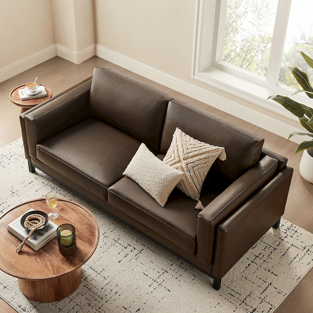 Roscoe 81 inch Vegan Leather Sofa. Picture 9