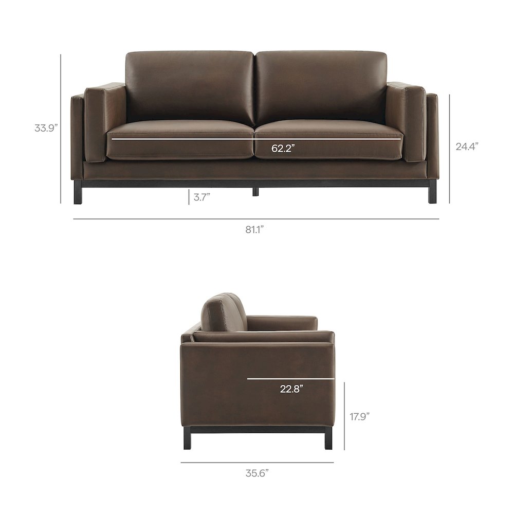Roscoe 81 inch Vegan Leather Sofa. Picture 3