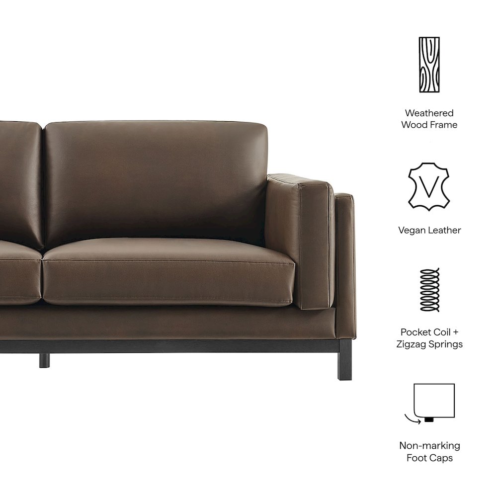 Roscoe 81 inch Vegan Leather Sofa. Picture 2