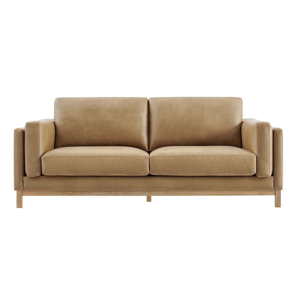Roscoe 81 inch Vegan Leather Sofa. Picture 6