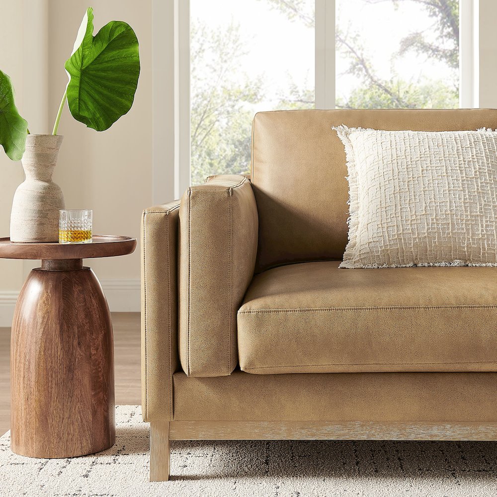Roscoe 81 inch Vegan Leather Sofa. Picture 10