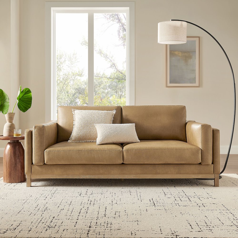 Roscoe 81 inch Vegan Leather Sofa. Picture 8
