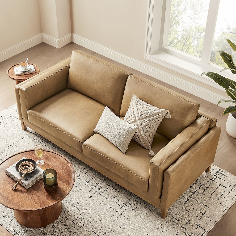 Roscoe 81 inch Vegan Leather Sofa. Picture 9