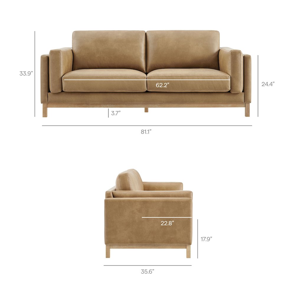 Roscoe 81 inch Vegan Leather Sofa. Picture 3