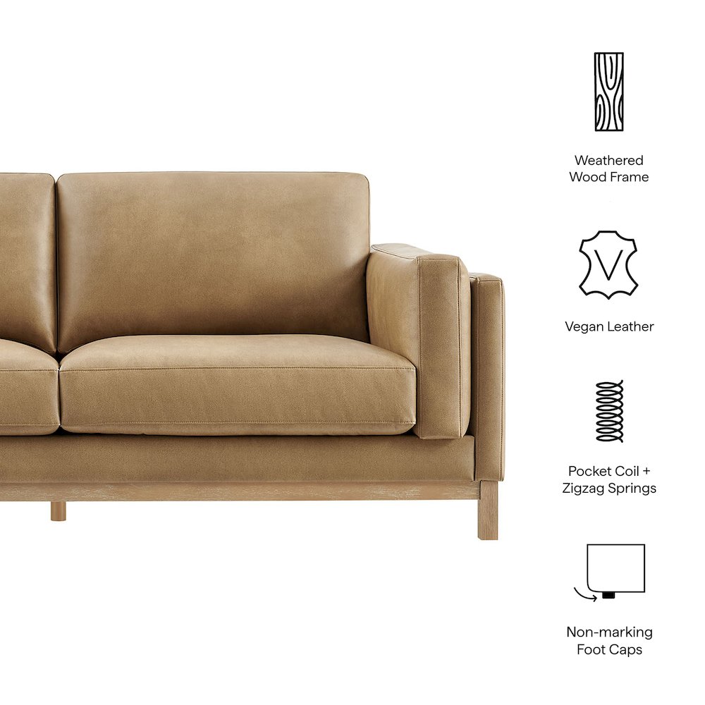 Roscoe 81 inch Vegan Leather Sofa. Picture 2