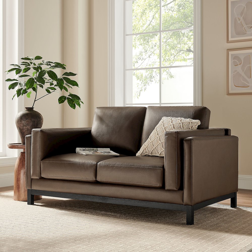 Roscoe 63 inch Vegan Leather Loveseat. Picture 8