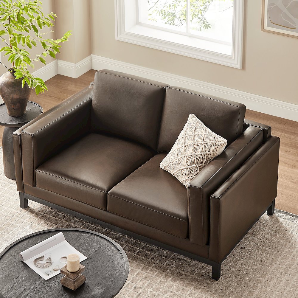 Roscoe 63 inch Vegan Leather Loveseat. Picture 9