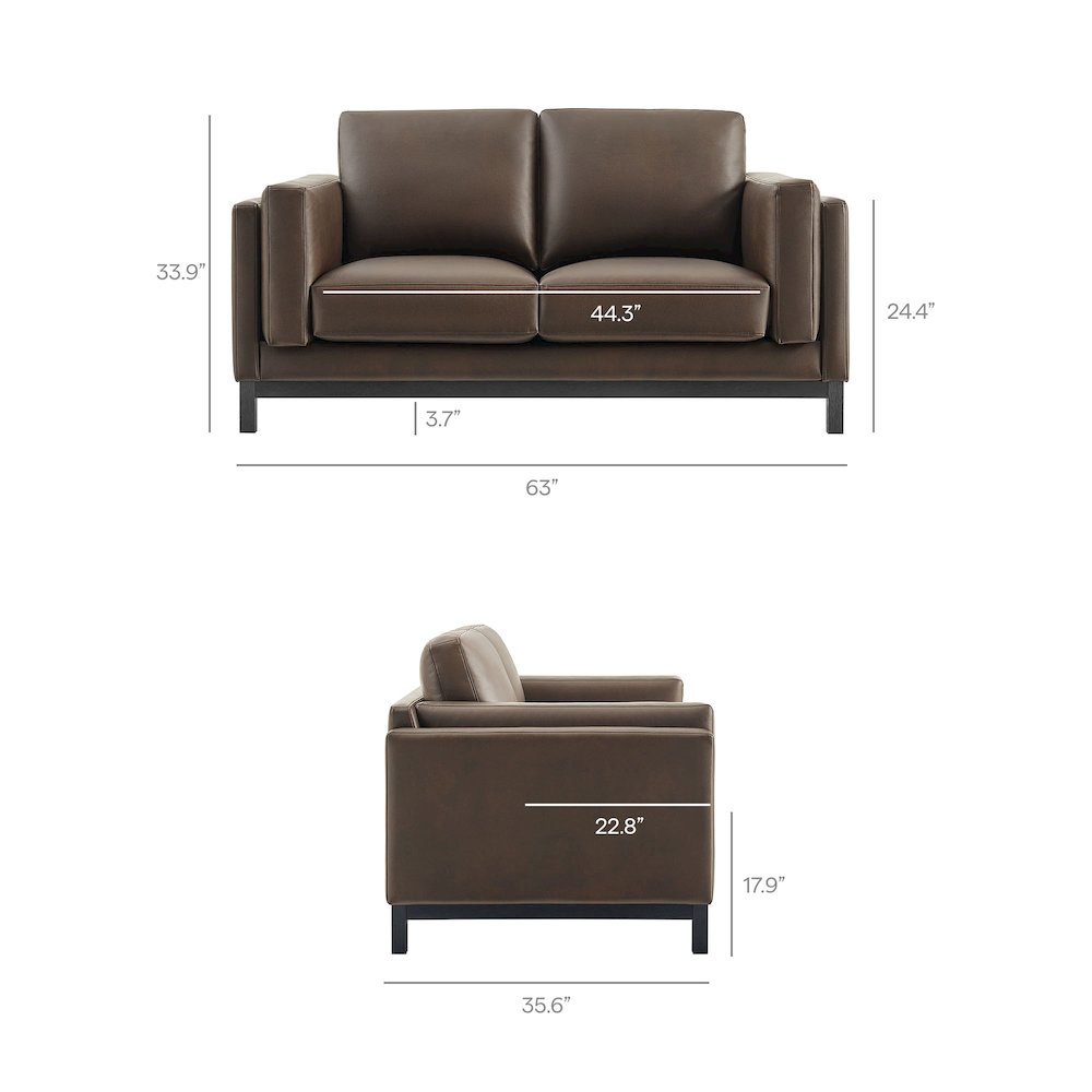 Roscoe 63 inch Vegan Leather Loveseat. Picture 3