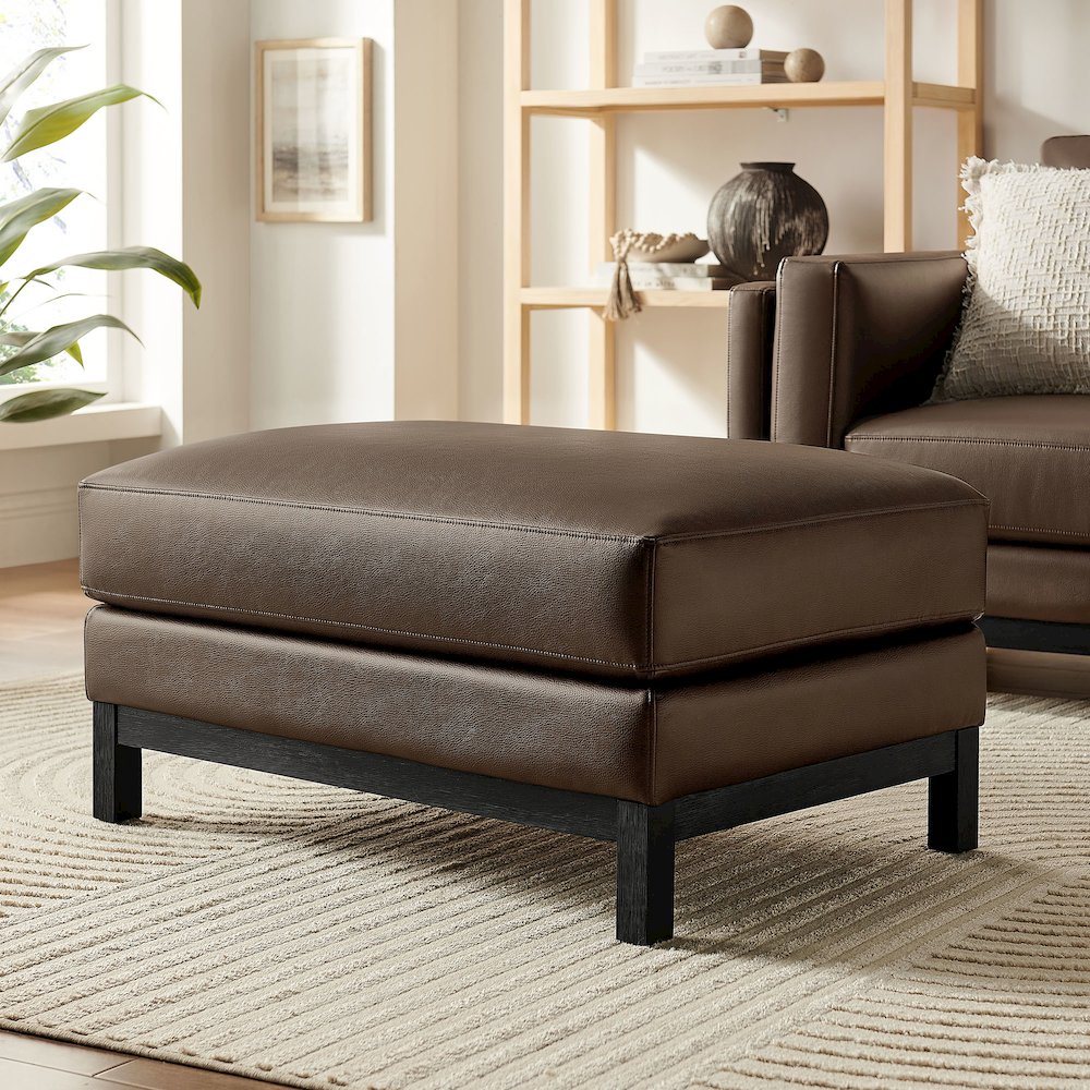 Roscoe Vegan Leather Ottoman. Picture 8