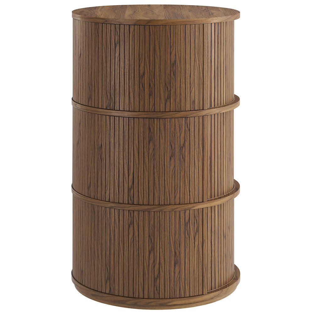 Clement Round Pedestal Stand Storage Table With Sliding Tambour Doors. Picture 4