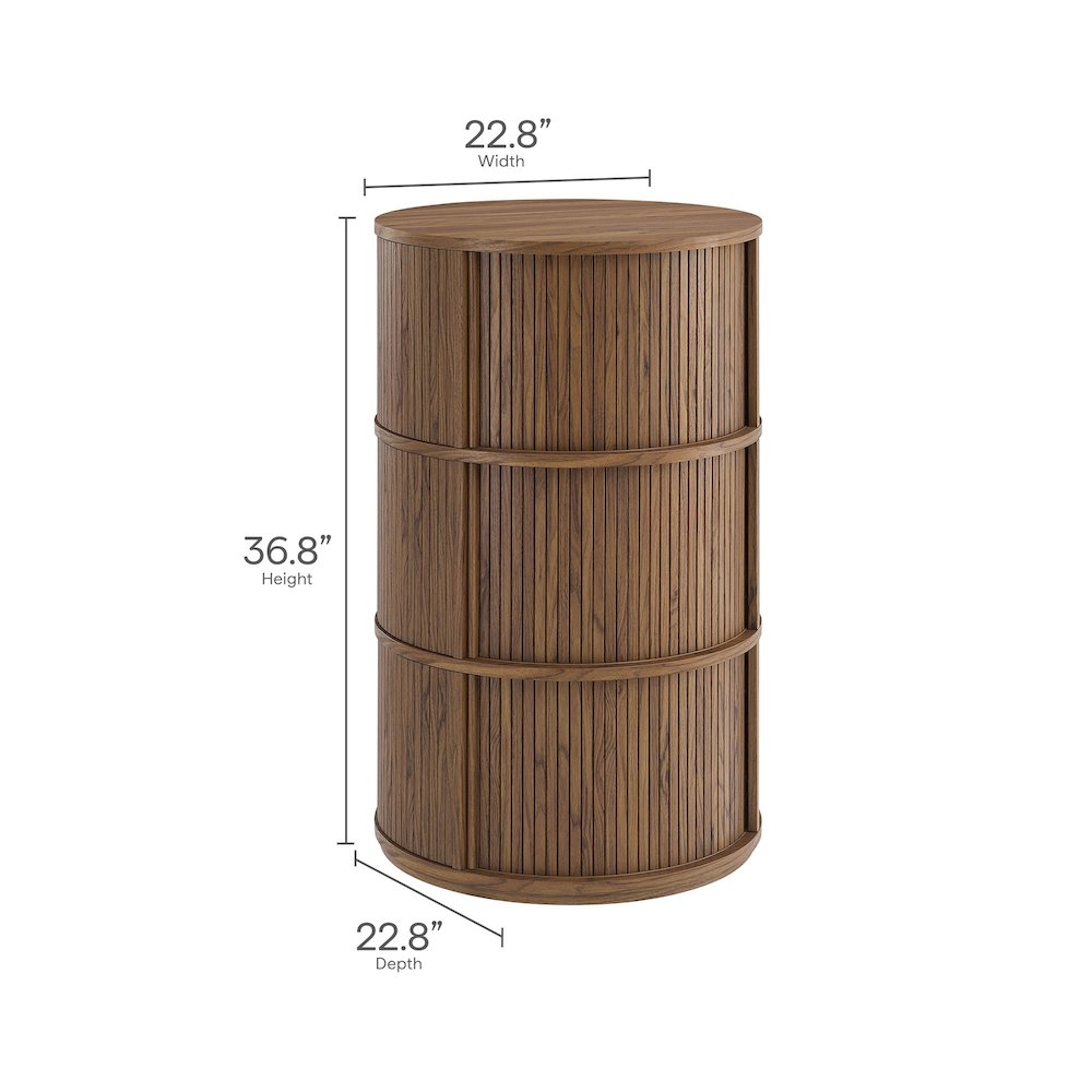 Clement Round Pedestal Stand Storage Table With Sliding Tambour Doors. Picture 3