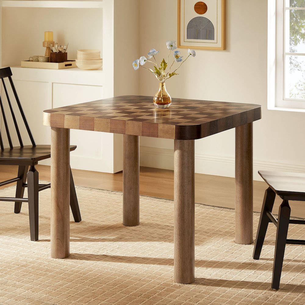 Oscar 36 Inch Square Checkered Dining Table. Picture 9