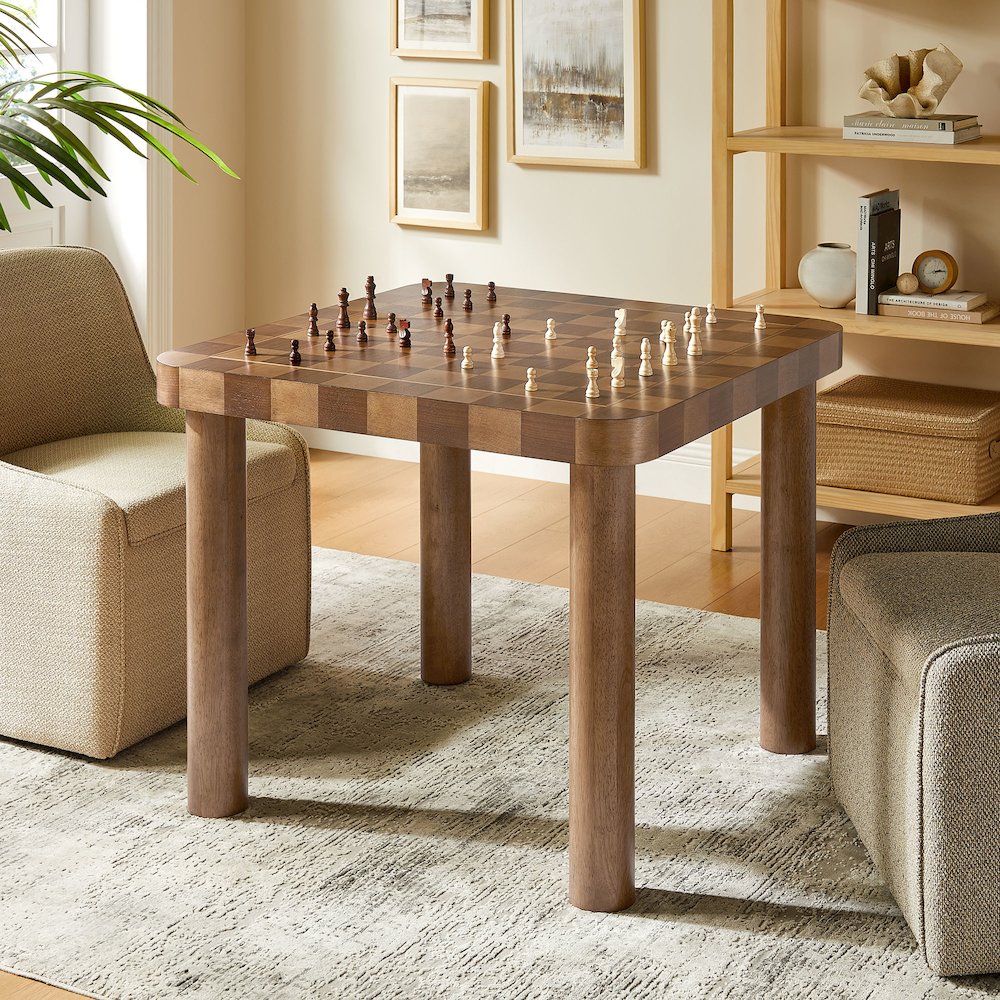 Oscar 36 Inch Square Checkered Dining Table. Picture 7