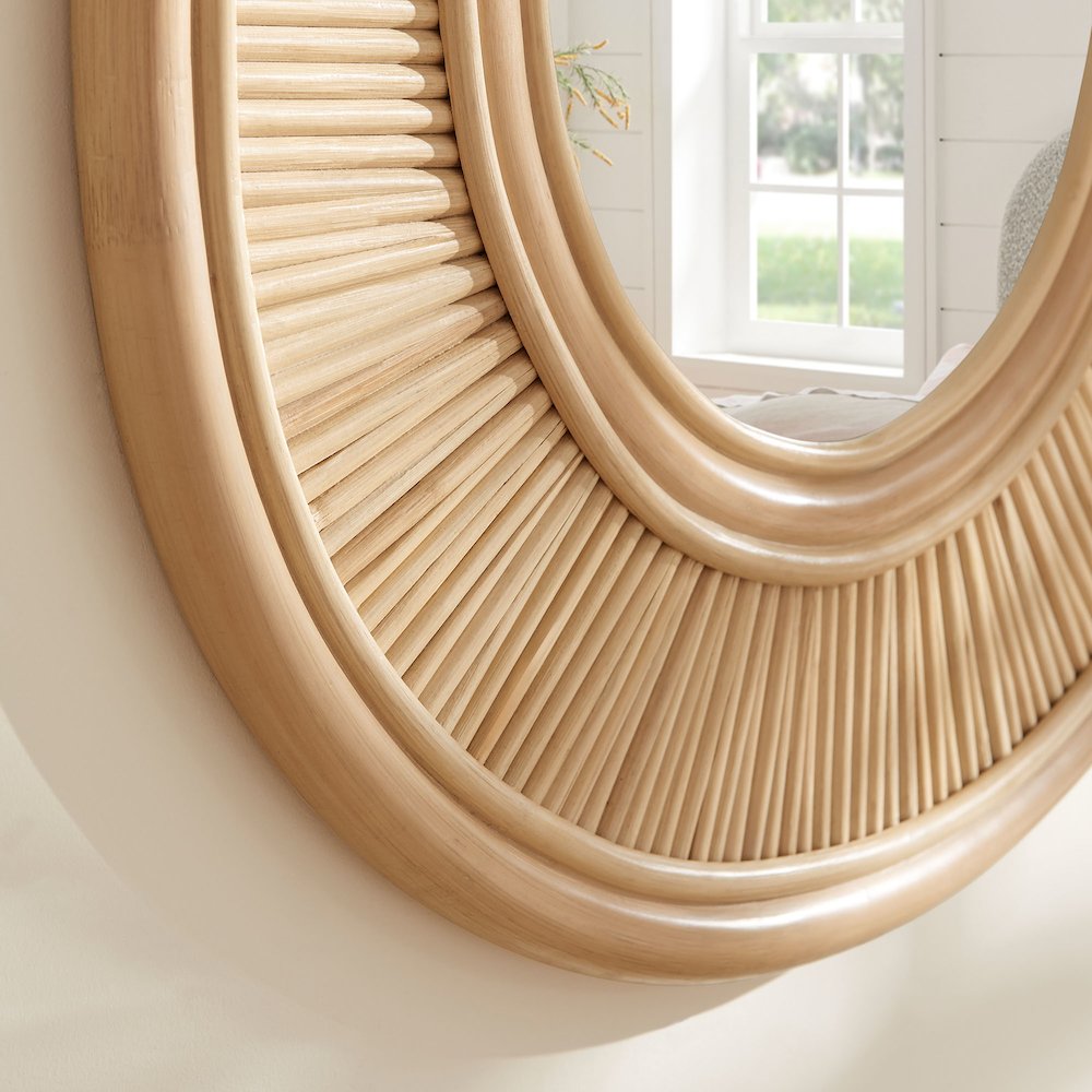 Sovana Oval Rattan Wall Mirror. Picture 8