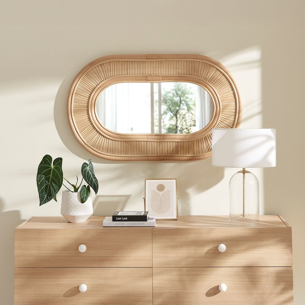 Sovana Oval Rattan Wall Mirror. Picture 7