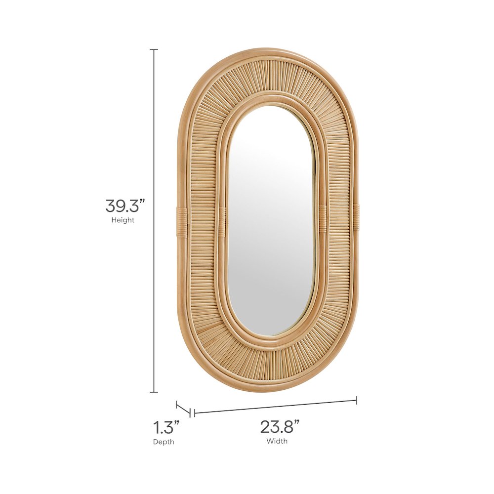 Sovana Oval Rattan Wall Mirror. Picture 2