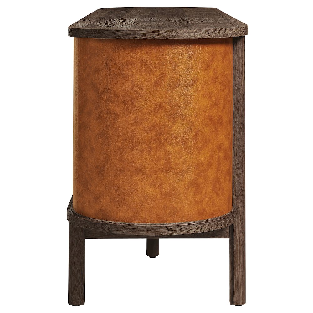 Coralie Curved Vegan Leather Oval Sideboard. Picture 4